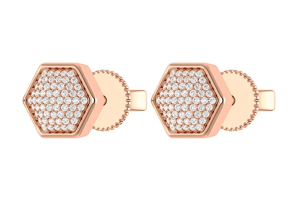 Erkals Jewellers Hexagon Cluster Stud Earrings 18K Gold 0.20ctw