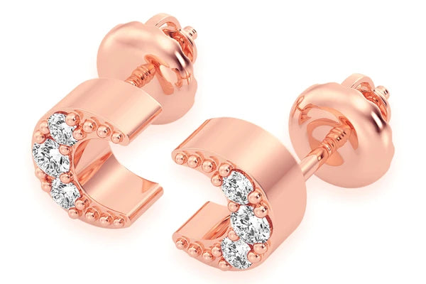 Erkals Jewellers Mini Moon Stud Earrings 18K Gold 0.05ctw