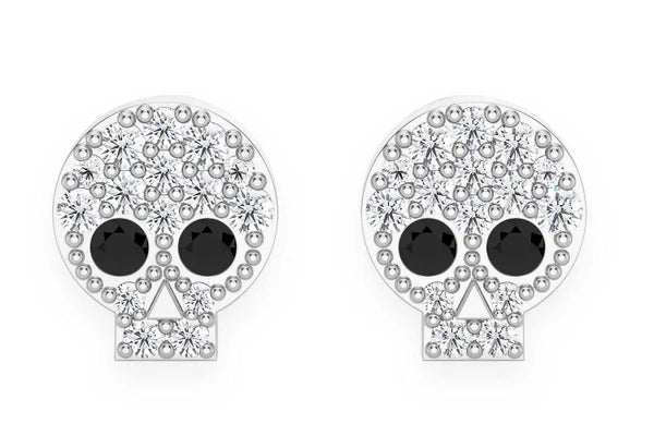 Erkals Jewellers Skull Stud Earrings 18K Gold 0.25ctw