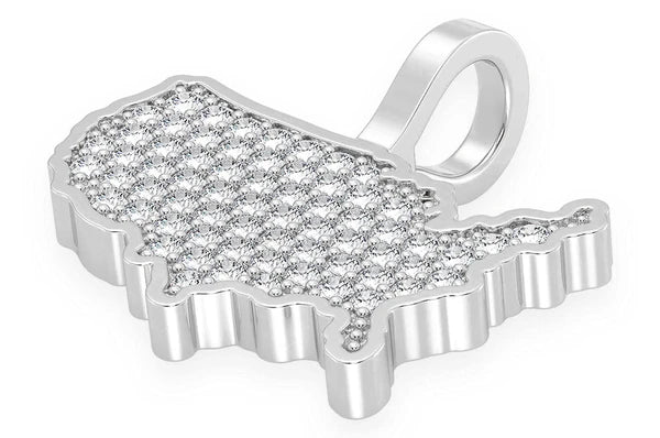 0.30ct Diamond United States Of America Pendant 18K Solid Gold