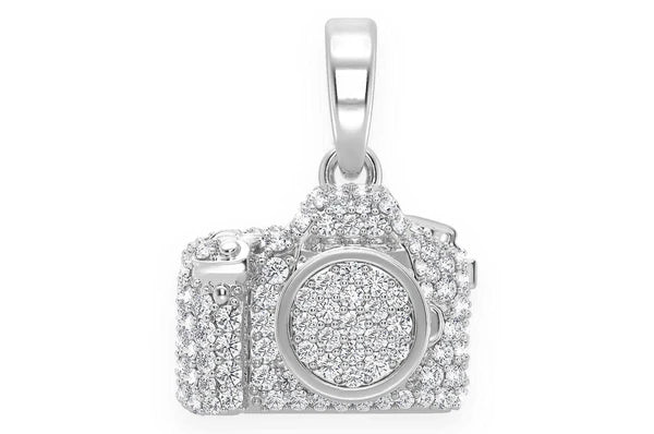 Pendentif caméra diamant 0,75 ct en or massif 14 carats