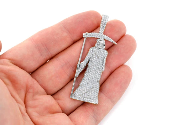 Erkals Jewellers Grim Reaper Pendant 18K Gold Diamond 4.50ctw
