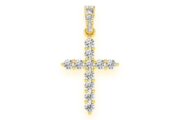 Erkals Jewellers Basket Cross Pendant 18K Gold Diamond 0.40ctw