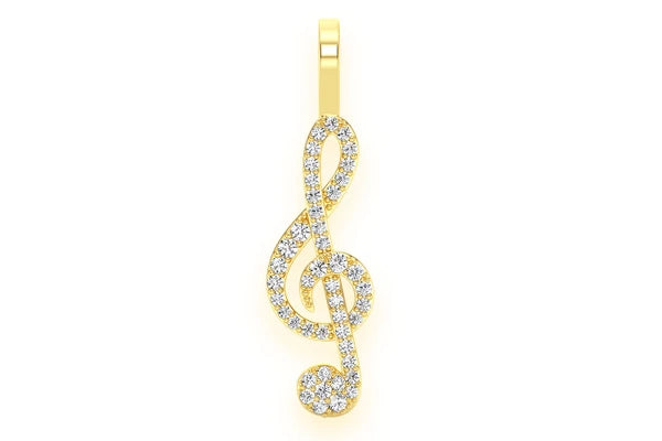 Erkals Jewellers Treble Clef Music Pendant 18K Gold 0.25ctw