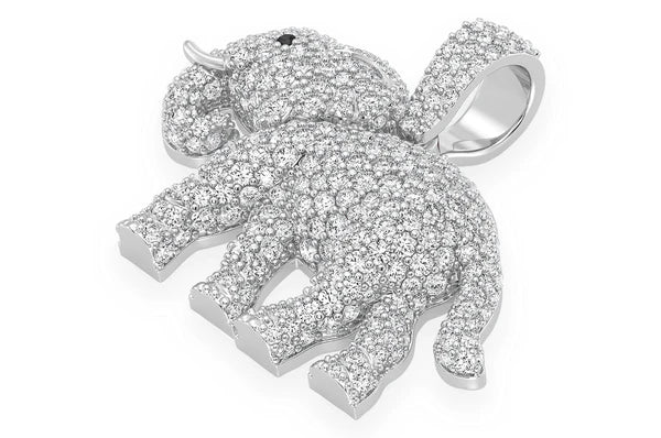 Pendentif diamant éléphant marchant 1,50 ct en or massif 14 carats