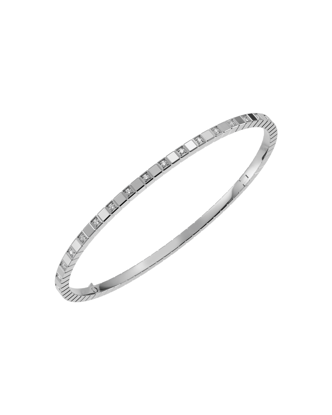 Ice Cube Half-Set Diamond Bangle 18ct White Gold