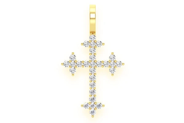 Erkals Jewellers Three Point Cross Pendant 18K Gold Diamond 0.45ctw