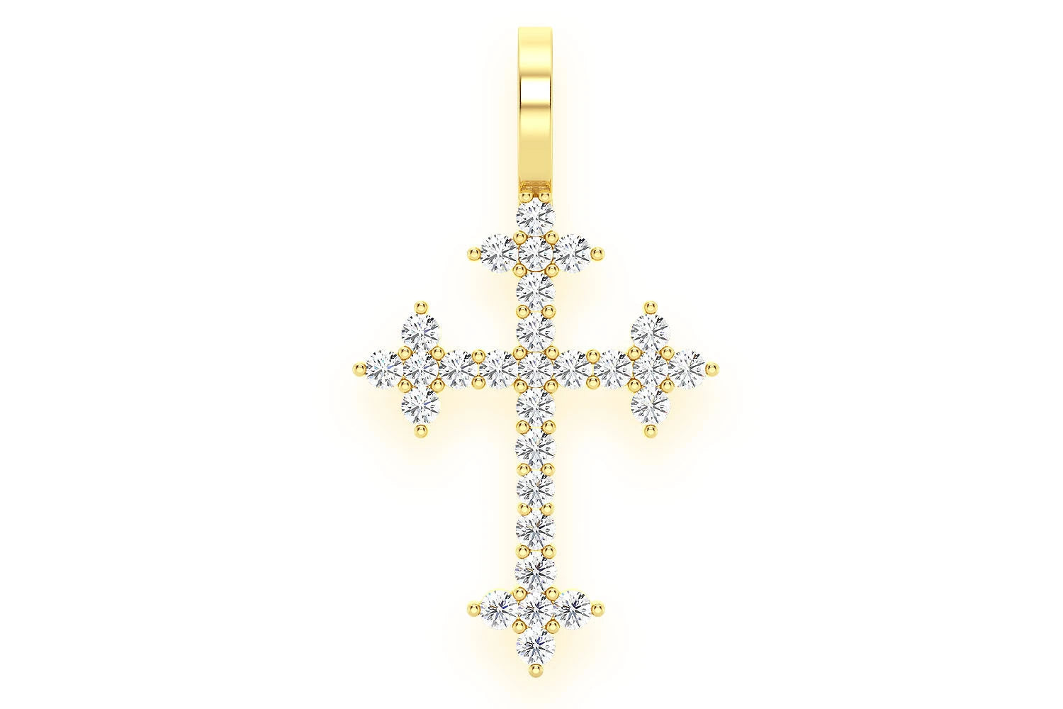 Erkals Jewellers Three Point Cross Pendant 18K Gold Diamond 0.45ctw