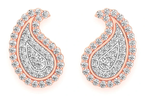 Erkals Jewellers Paisley Stud Earrings 18K Gold 0.35ctw