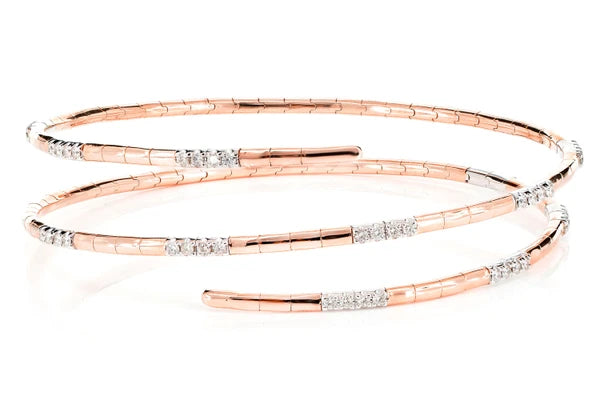 Erkals Jewellers Wrap Flex Diamond Bangle Bracelet 18K Gold 0.60ctw