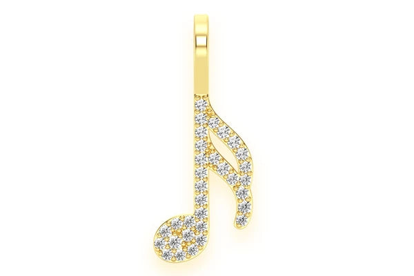 Erkals Jewellers Semiquaver Music Note Diamond Pendant 18K Gold 0.15ctw