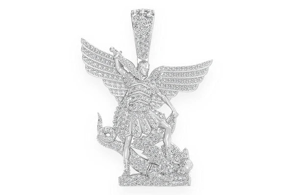 Pendentif diamant Archange Saint Michel 1,50 ct en or massif 14 carats