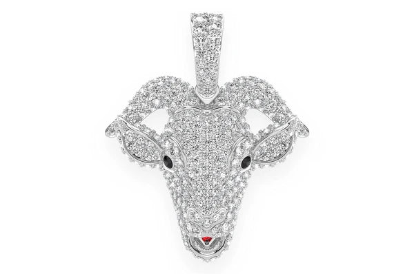 2.50ct Diamond Goat Head Pendant 18K Solid Gold