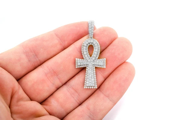 2.10ct Diamond Ankh Double Layer Pendant 18K Solid Gold
