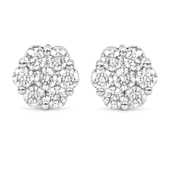 Erkals Jewellers Flower Stud Earrings 18K Gold 4.00ctw
