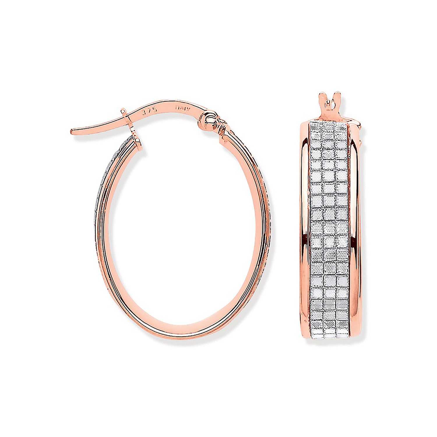 R/G Moondust p/c Illusion Oval Hoop Earrings