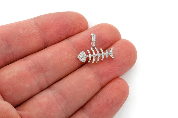Erkals Jewellers Bare Bone Fish Pendant 18K Gold Diamond 0.33ctw