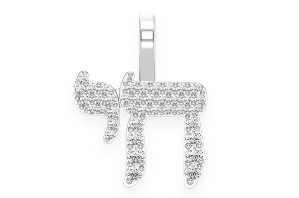 Pendentif diamant Chai 0,30 ct en or massif 14 carats