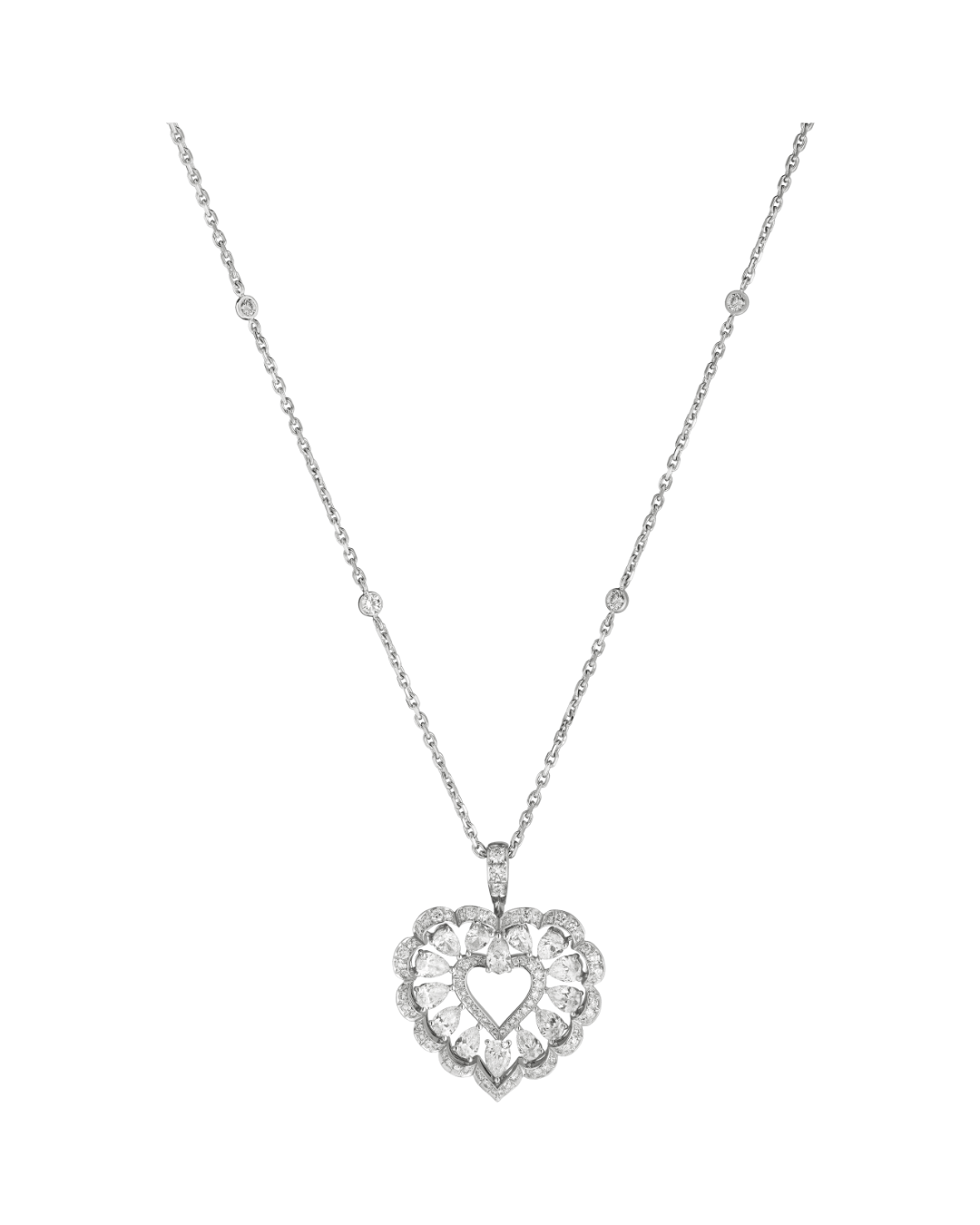 Precious Lace Small Heart Diamond Pendant 18ct White Gold