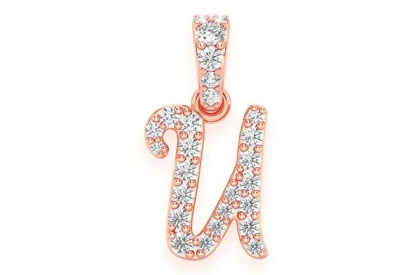 Erkals Jewellers Cursive Letter Pendant 18K Gold Diamond 0.10ctw