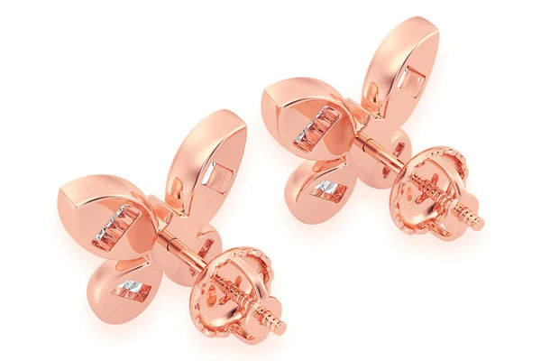 Erkals Jewellers Butterfly Baguette Stud Earrings 18K Gold 0.65ctw