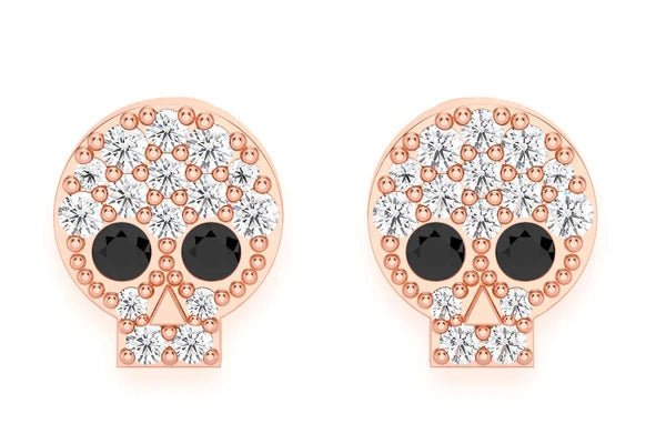 Erkals Jewellers Skull Stud Earrings 18K Gold 0.25ctw