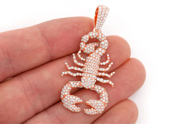 3.40ct Diamond Scorpion Pendant 18K Solid Gold