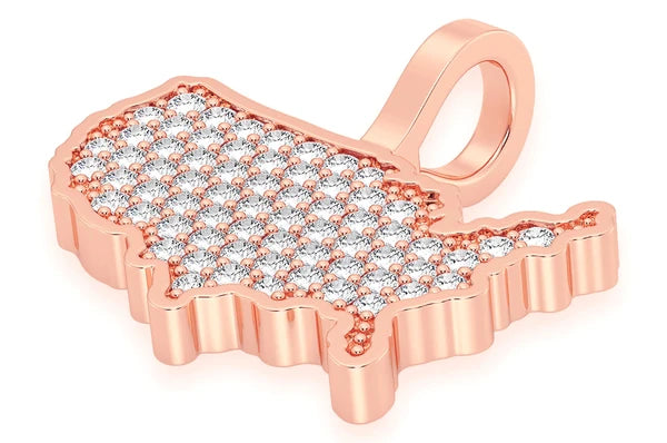 0.30ct Diamond United States Of America Pendant 18K Solid Gold