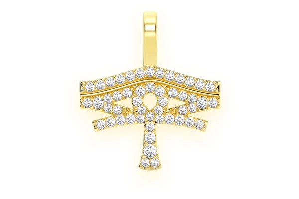 Erkals Jewellers Eye Of Ra Ankh Pendant 18K Gold Diamond 0.25ctw