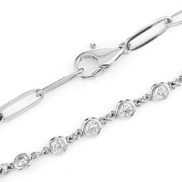 Erkals Jewellers Diamond Bezel Set Elongated Rolo Link Bracelet 18K Gold 0.50ctw