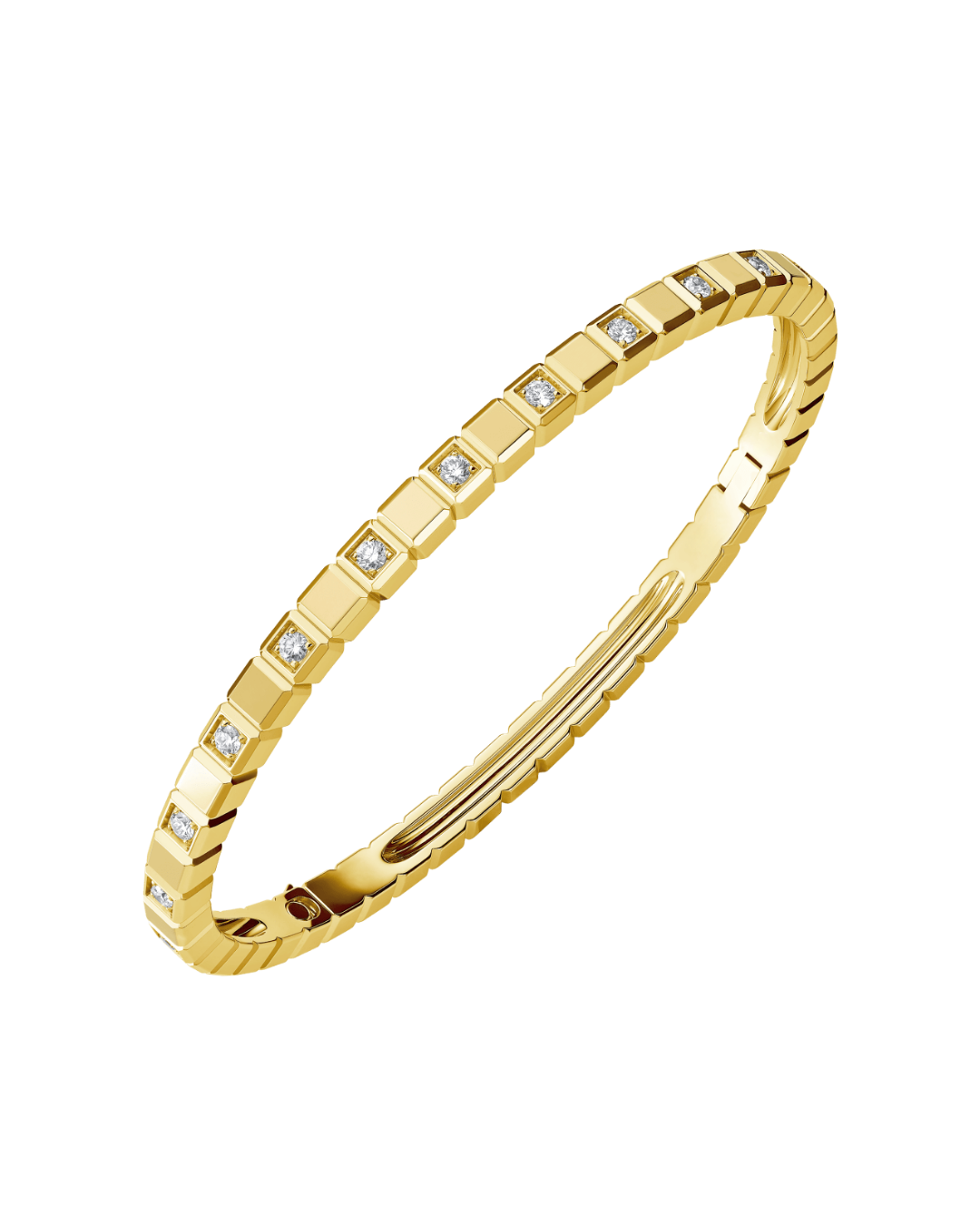Ice Cube Half-Set Diamond Bangle 18ct Yellow Gold