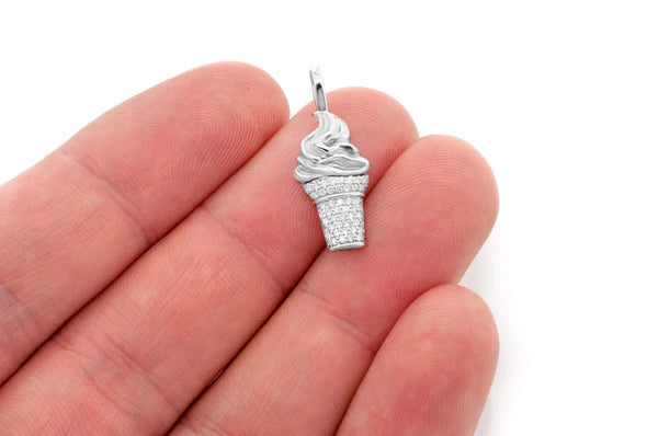 Erkals Jewellers Ice Cream Cone Pendant 18K Gold Diamond 0.15ctw