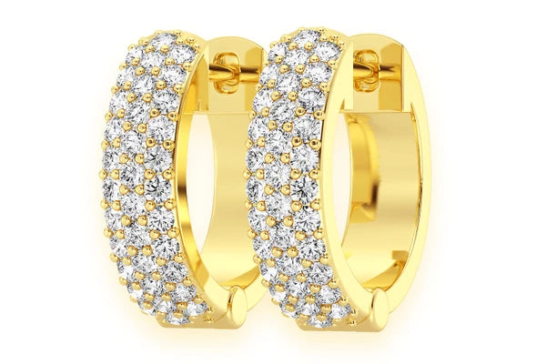 Erkals Jewellers Bubbly Three Row Huggie Hoop Earrings 18K Gold 0.33ctw