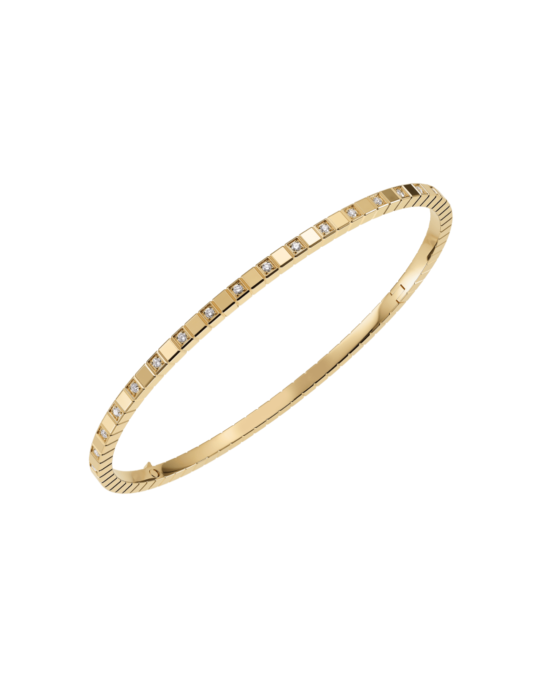 Ice Cube Half-Set Diamond Bangle 18ct Yellow Gold