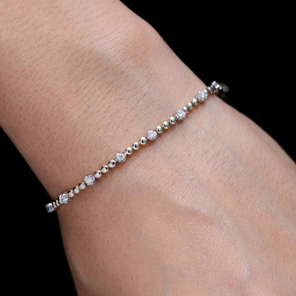 Erkals Jewellers 3pt Crown Set Beaded Diamond Link Bracelet 18K Gold 0.60ctw