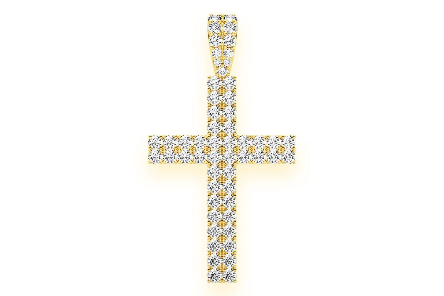 Erkals Jewellers Two Row Cross Pendant 18K Gold Diamond 2.25ctw