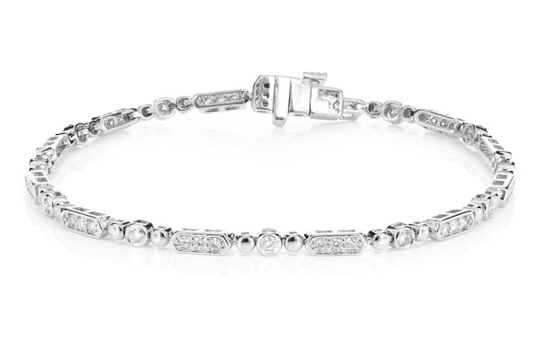 Erkals Jewellers Alternating Bezel Bar Link Bracelet 18K Gold 0.85ctw
