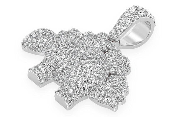 2.35ct Diamond Dinosaur Pendant 18K Solid Gold