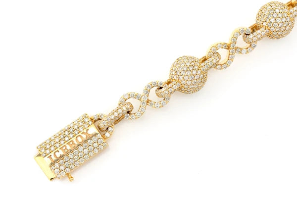Erkals Jewellers Infinity Bead Link Diamond Bracelet 18K Gold 12.50ctw