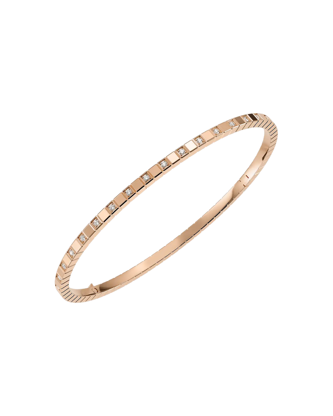 Ice Cube Half-Set Diamond Bangle 18ct Rose Gold