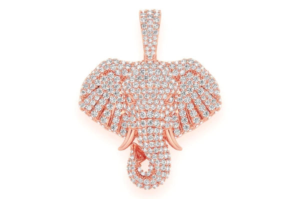 2.33ct Diamond Elephant Pendant 18K Solid Gold