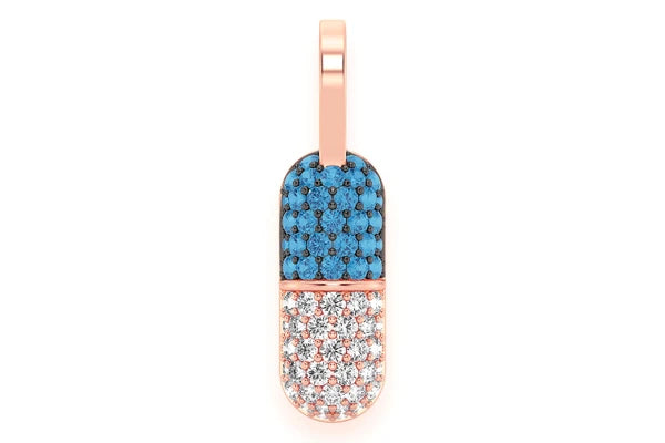 Erkals Jewellers Pill Capsule Two Color Pendant 18K Gold Diamond 0.50ctw
