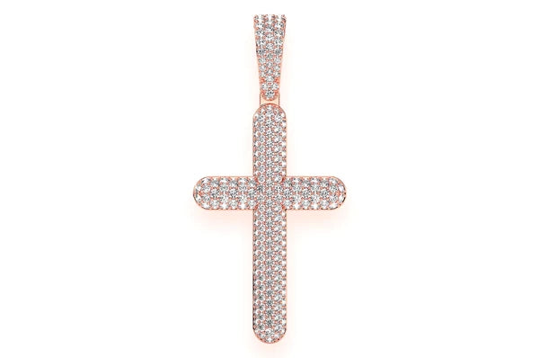 2.00ct Diamond Bubbly Cross Pendant 18K Solid Gold