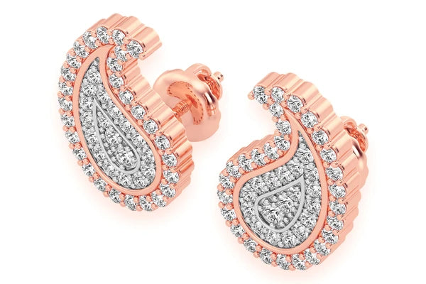 Erkals Jewellers Paisley Stud Earrings 18K Gold 0.35ctw