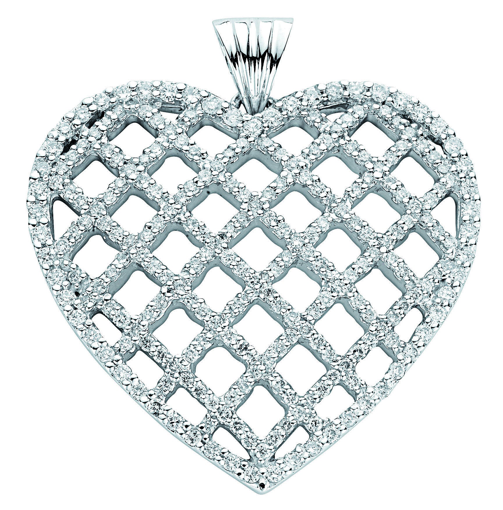 18ct White Gold 1.85ct Diamond Heart Pendant