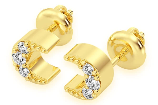 Erkals Jewellers Mini Moon Stud Earrings 18K Gold 0.05ctw