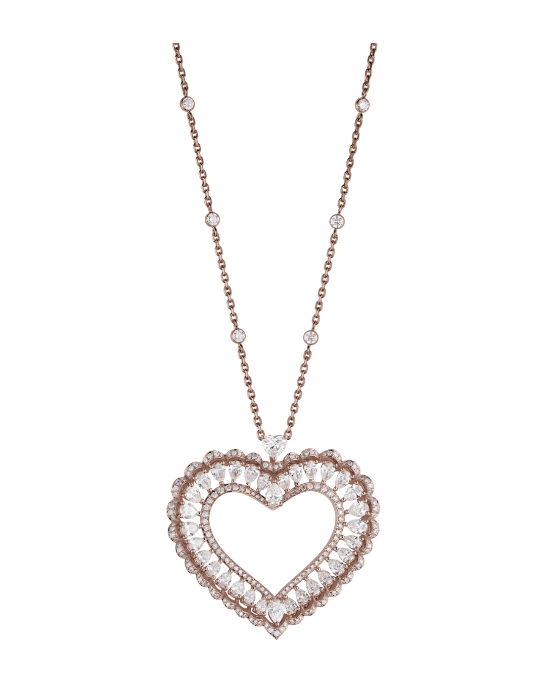 Precious Lace Large Heart Diamond Pendant 18ct Rose Gold