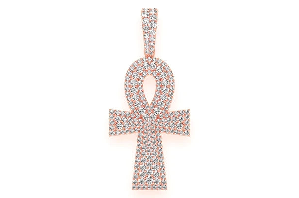 2.10ct Diamond Ankh Double Layer Pendant 18K Solid Gold