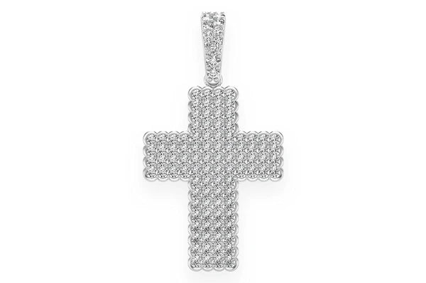 0.75ct Diamond Half Bezel Cross Pendant 18K Solid Gold