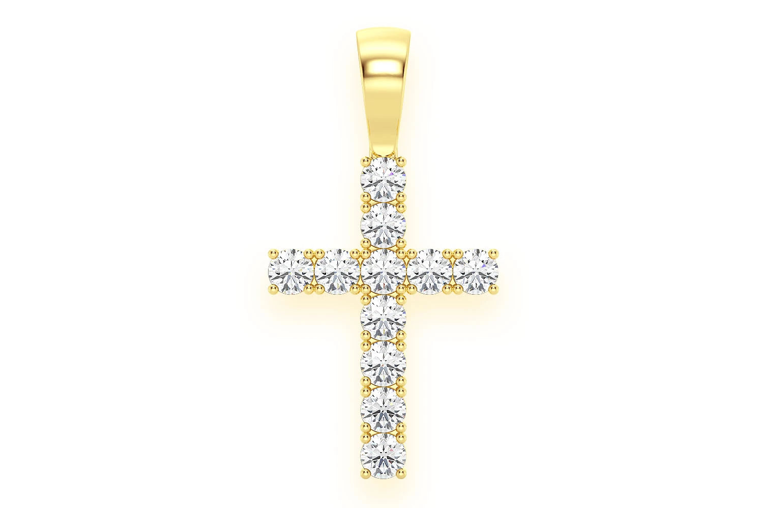 Erkals Jewellers Solitaire Cross Pendant 18K Gold Diamond 1.00ctw